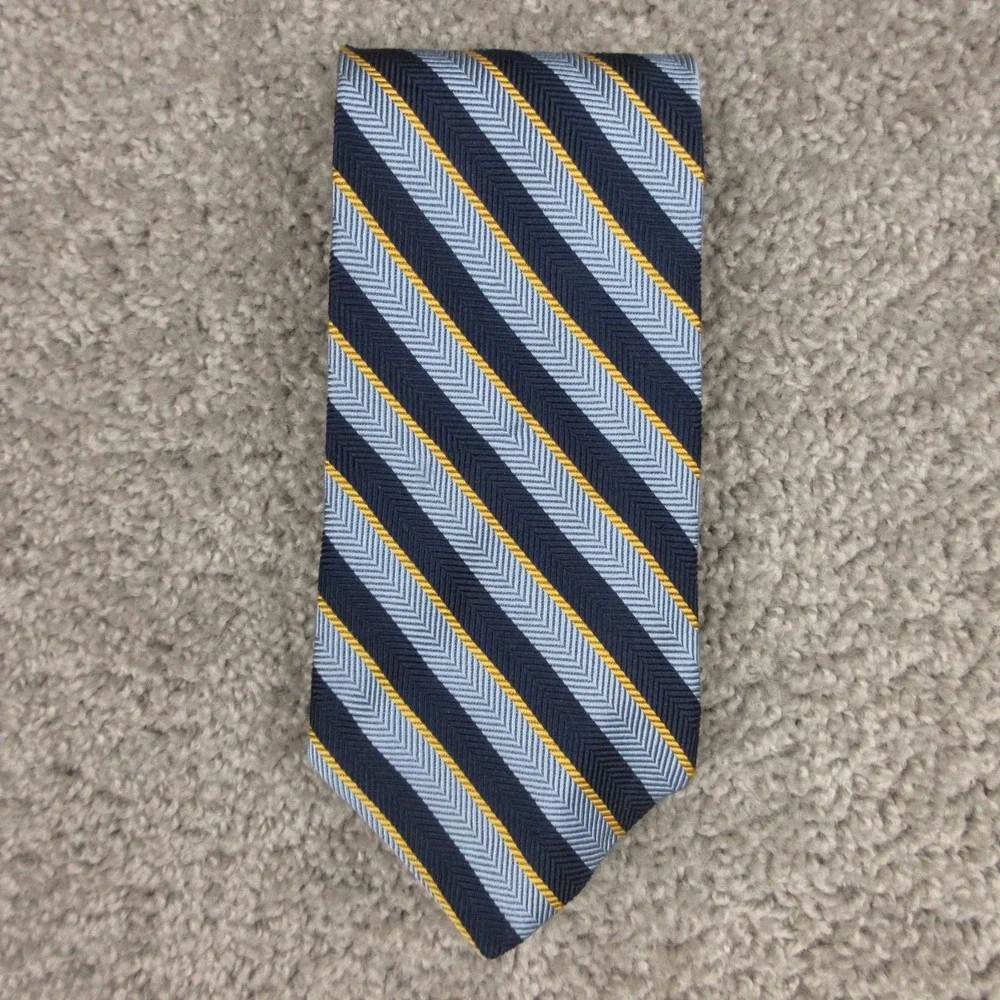 Vintage Brooks Brothers Tie Mens Blue Striped Herringbone Makers All Silk USA
